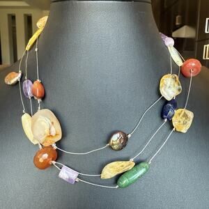 Polished Agate Carnelian Semi Precious Stone Necklace Repair Parts Only Sterling
